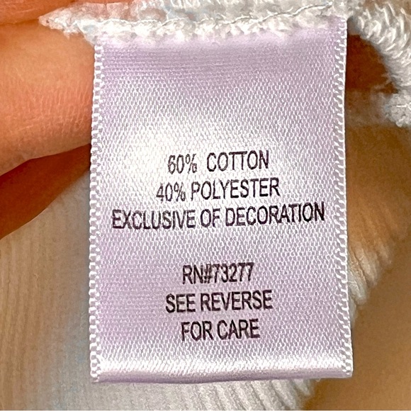 VVETTE White Ruffled Eyelet Crew Neck Sweatshirt—SZ. Small - Picture 8 of 14